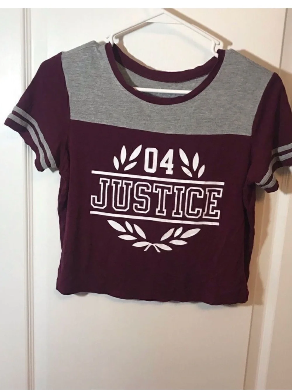 Justice Girls Maroon and Gray Athletic Graphic Tee